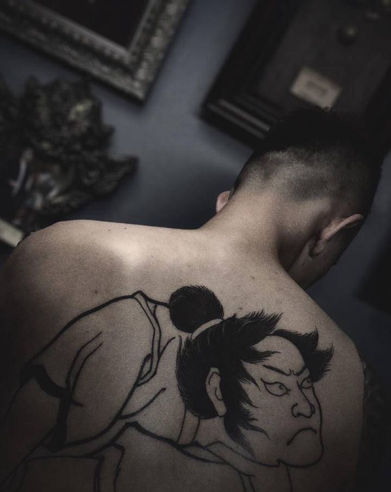 大满背 慢慢来纹身图片_背部老传统纹身图案