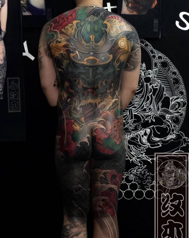 首席纹杰 遮盖作品纹身图片_背部新传统纹身图案