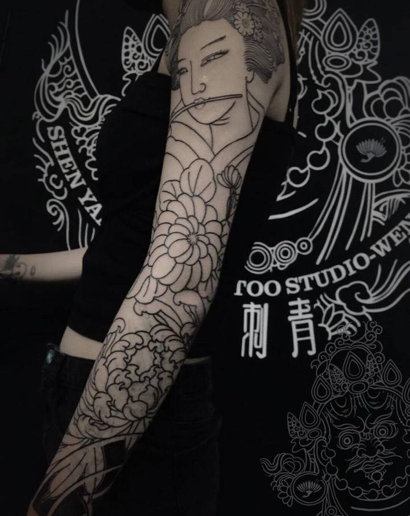 美女的花臂 下次继续纹身图片_手臂老传统纹身图案