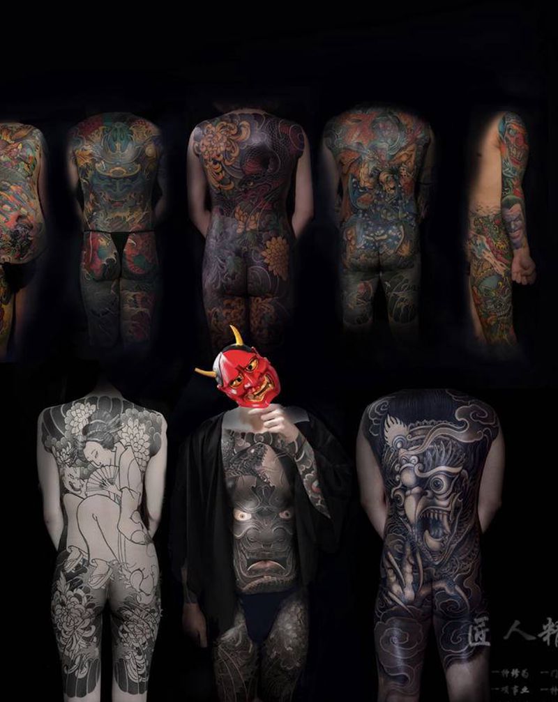 鹤莲一门 纹杰作品纹身图片_背部胸部老传统新传统纹身图案