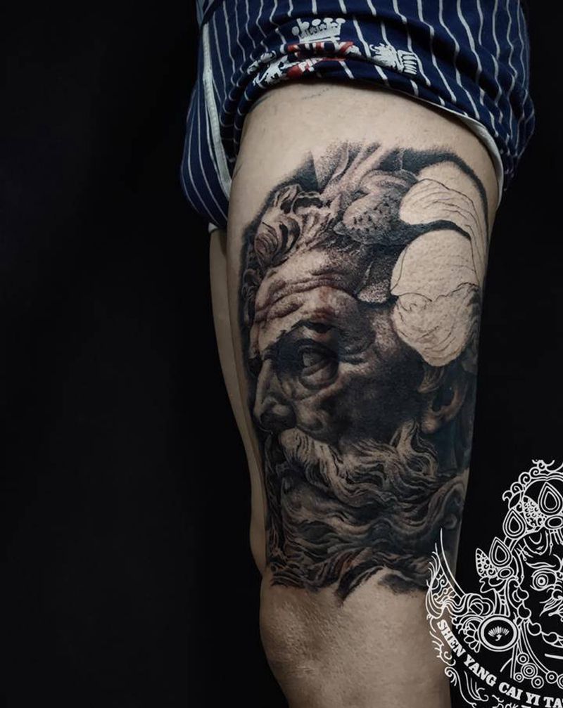 欧美系列 花腿局部纹身图片_腿部欧美写实纹身图案