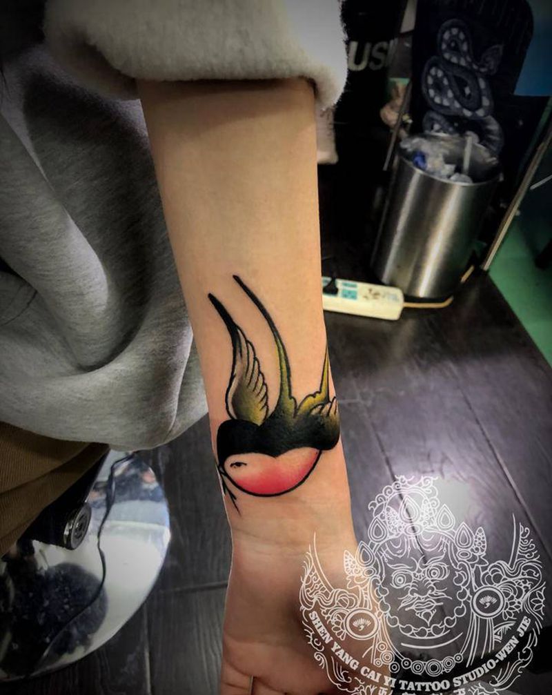 手腕遮盖纹身图片_手臂Old School纹身图案