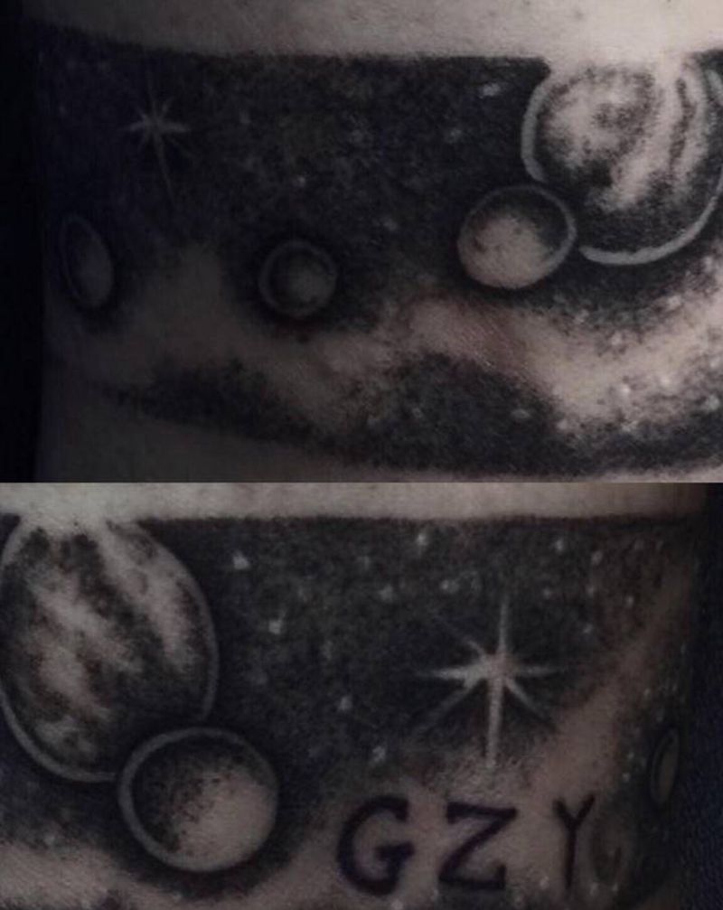 星空纹身图片_腿部点刺图腾纹身图案