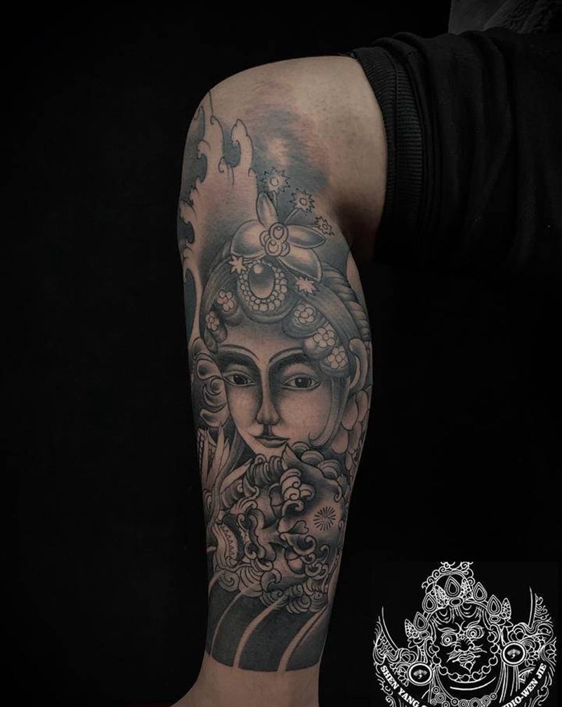 店内包小腿纹身图片_腿部新传统纹身图案