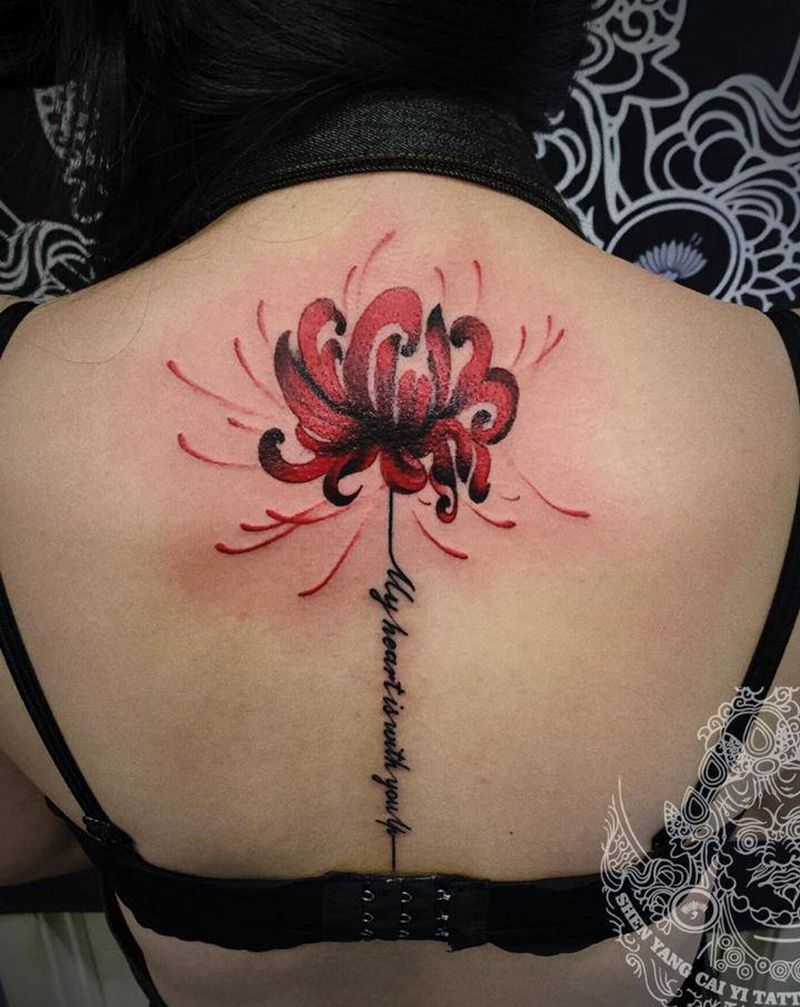 店内彩色小图纹身图片_背部水彩图腾纹身图案