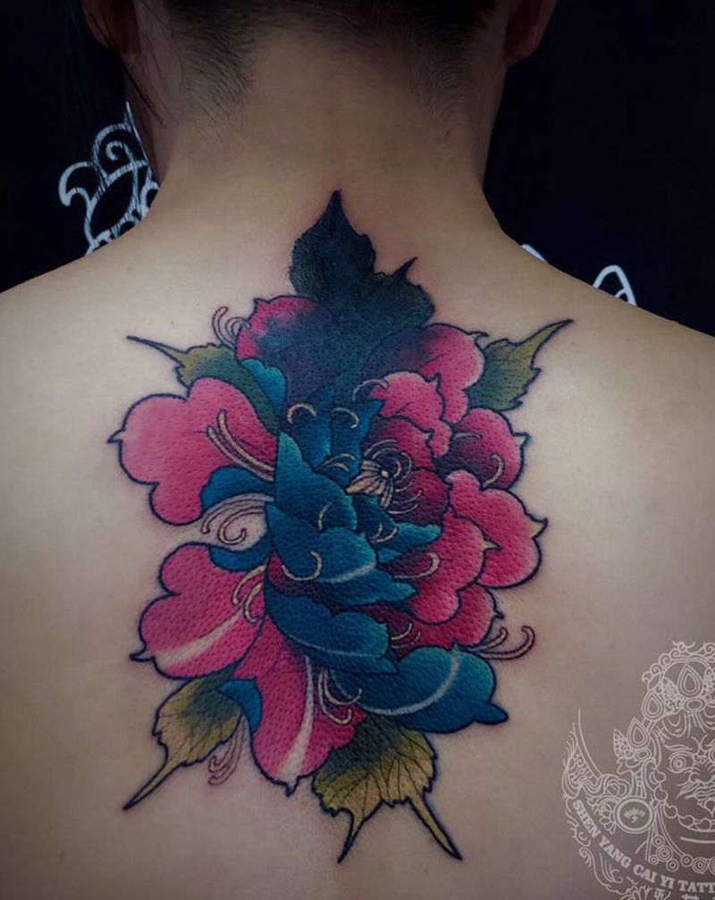 遮盖作品纹身图片_背部肩部新传统纹身图案