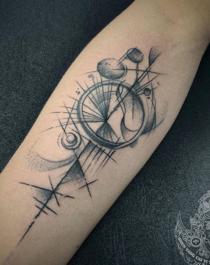 店内黑灰小图纹身图片_手臂图腾点刺纹身图案