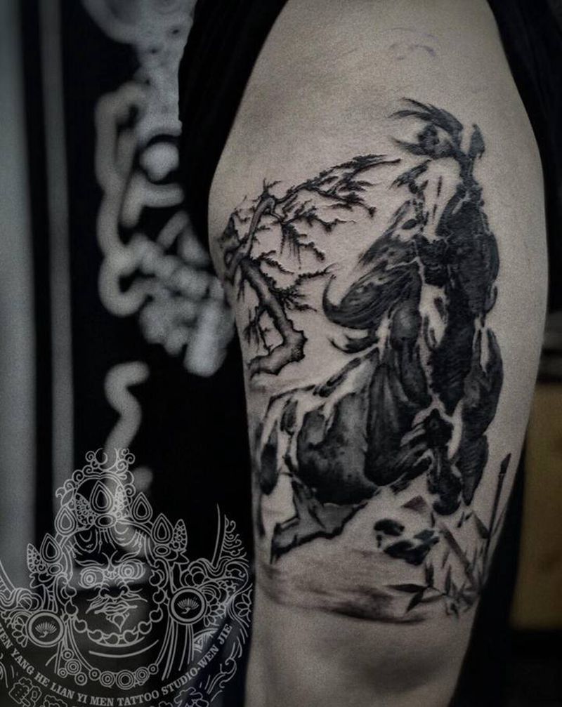 修改添加纹身图片_腿部水墨纹身图案