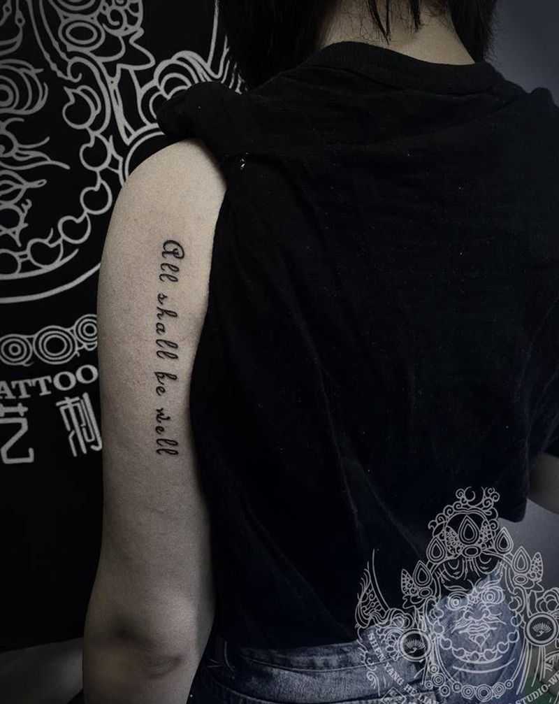 字母小清新纹身图片_手臂点刺图腾纹身图案