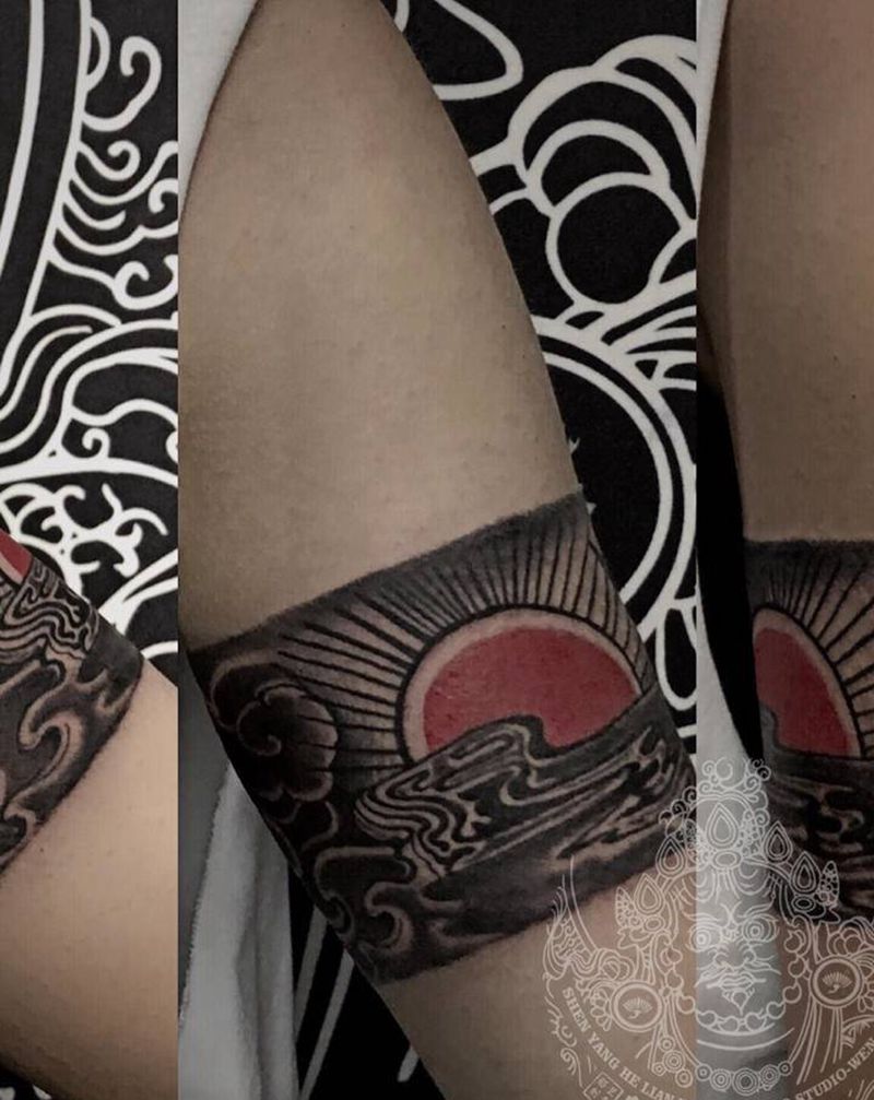 臂环纹身图片_手臂新传统水墨纹身图案