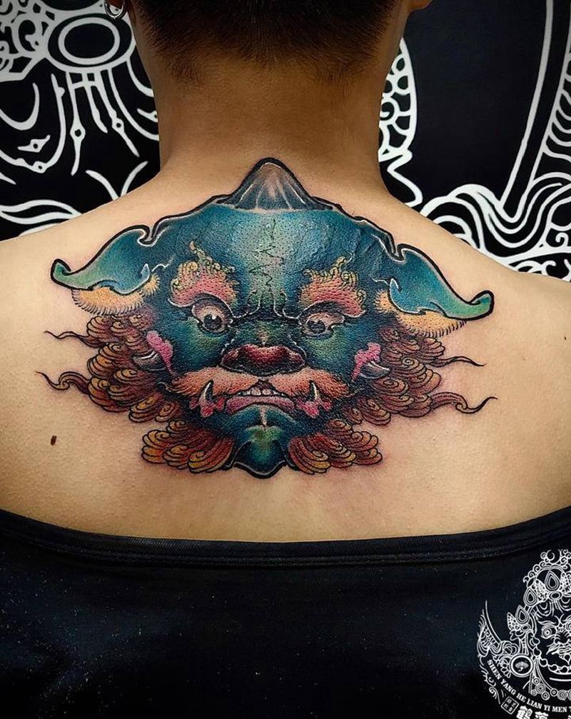 遮盖纹身图片_背部新传统纹身图案