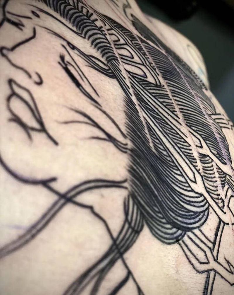 首席纹杰作品 期待纹身图片_胸部老传统纹身图案