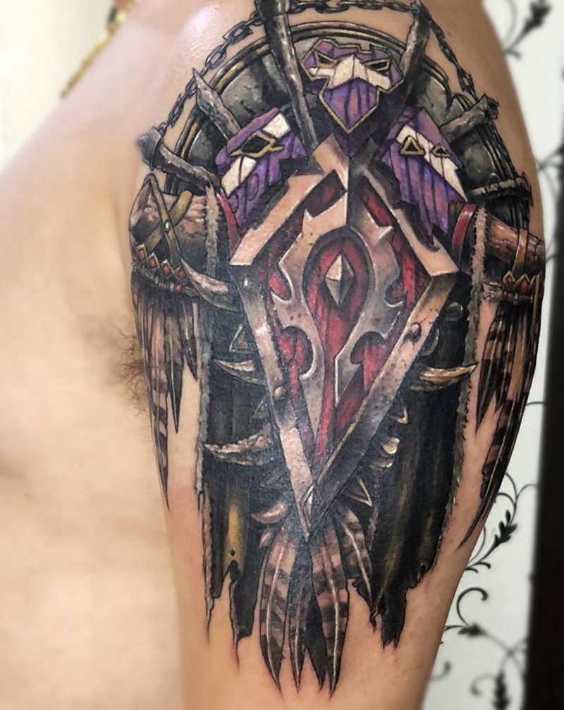 部落徽记纹身图片_手臂手部欧美写实新传统魔兽世界重彩同城纹身图案