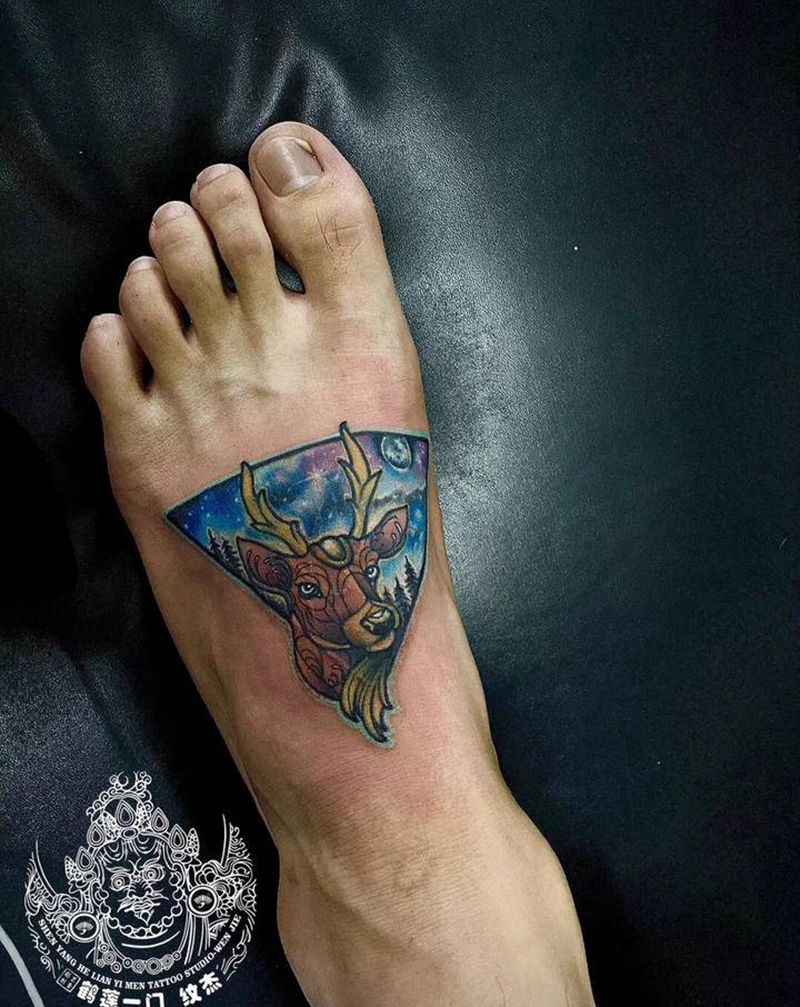 遮盖作品纹身图片_脚部欧美写实纹身图案