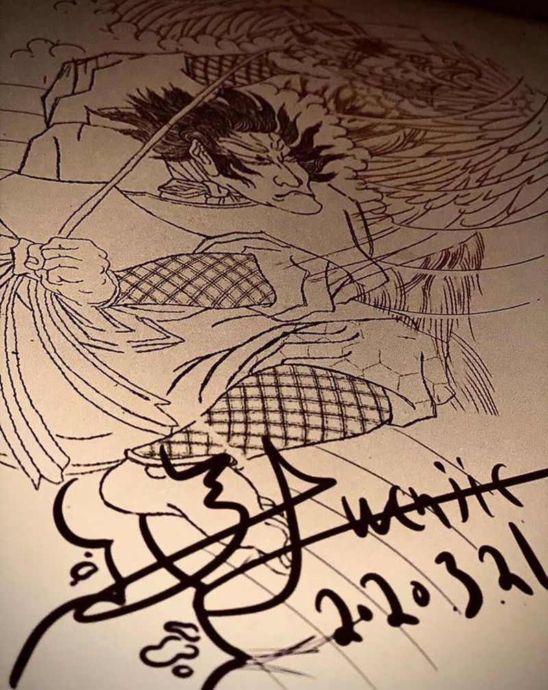 猎雀...纹身图片_背部老传统纹身图案