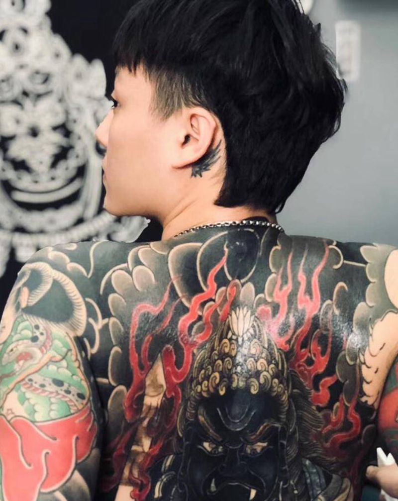 买家秀纹身图片_背部老传统纹身图案