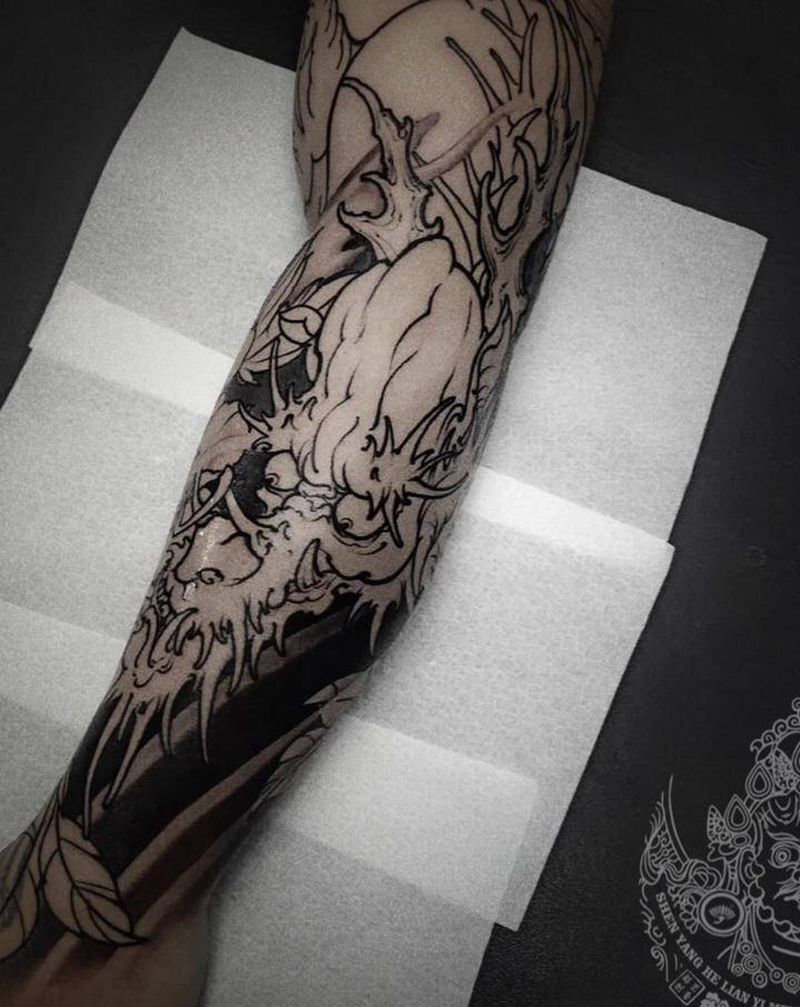 遮盖未完纹身图片_手臂新传统纹身图案