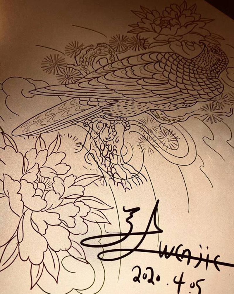 纹杰老师工作手稿纹身图片_手臂新传统老传统纹身图案