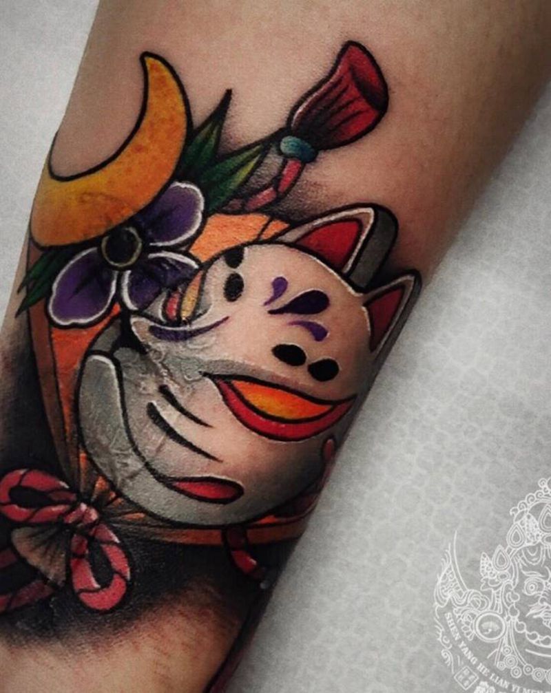 店内遮盖作品纹身图片_手臂New School纹身图案