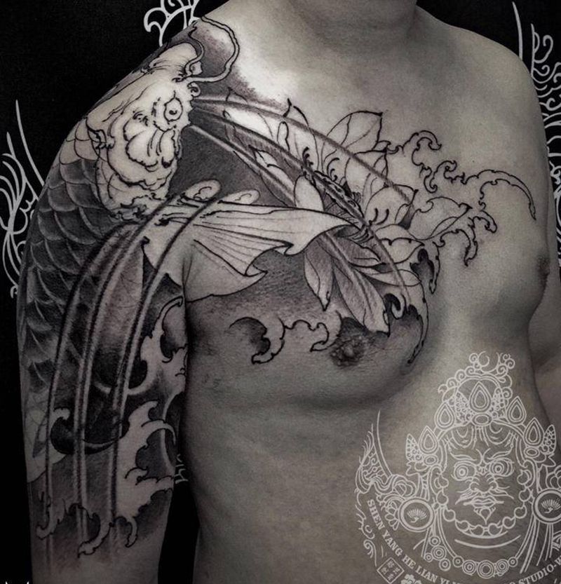 遮盖未完。下次彩色纹身图片_手臂新传统纹身图案