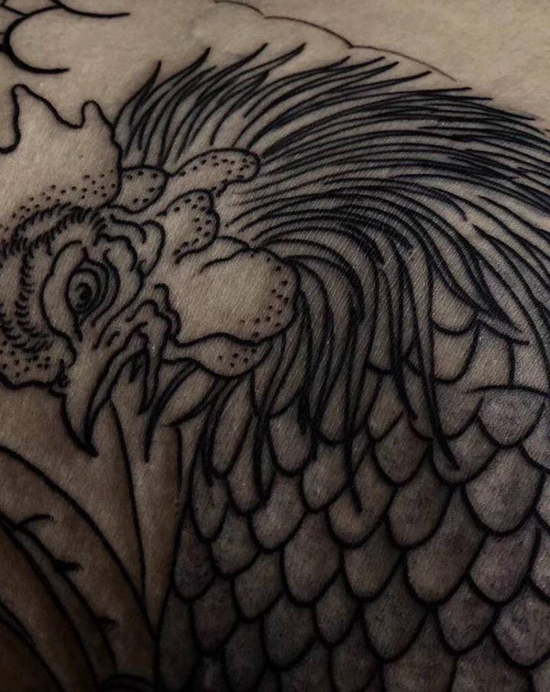 首席纹杰工作。基础线纹身图片_胸部老传统纹身图案