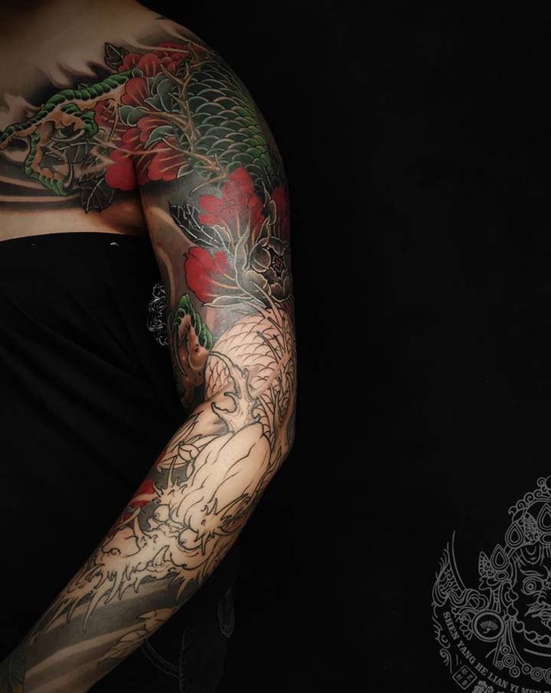 花臂遮盖，未完待续纹身图片_手臂新传统纹身图案