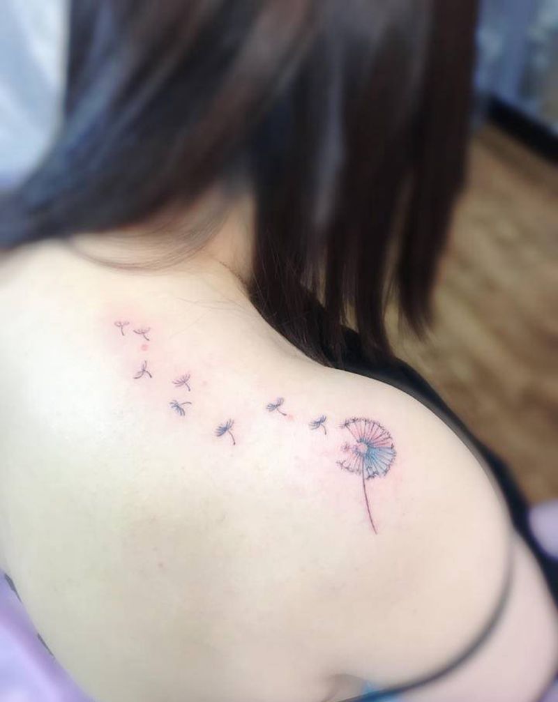 蒲公英纹身图片_肩部纹身图案