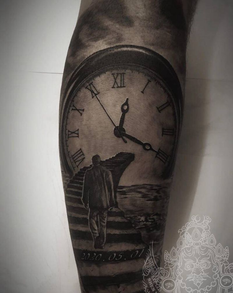 为客人专属定制纹身图片_腿部欧美写实纹身图案