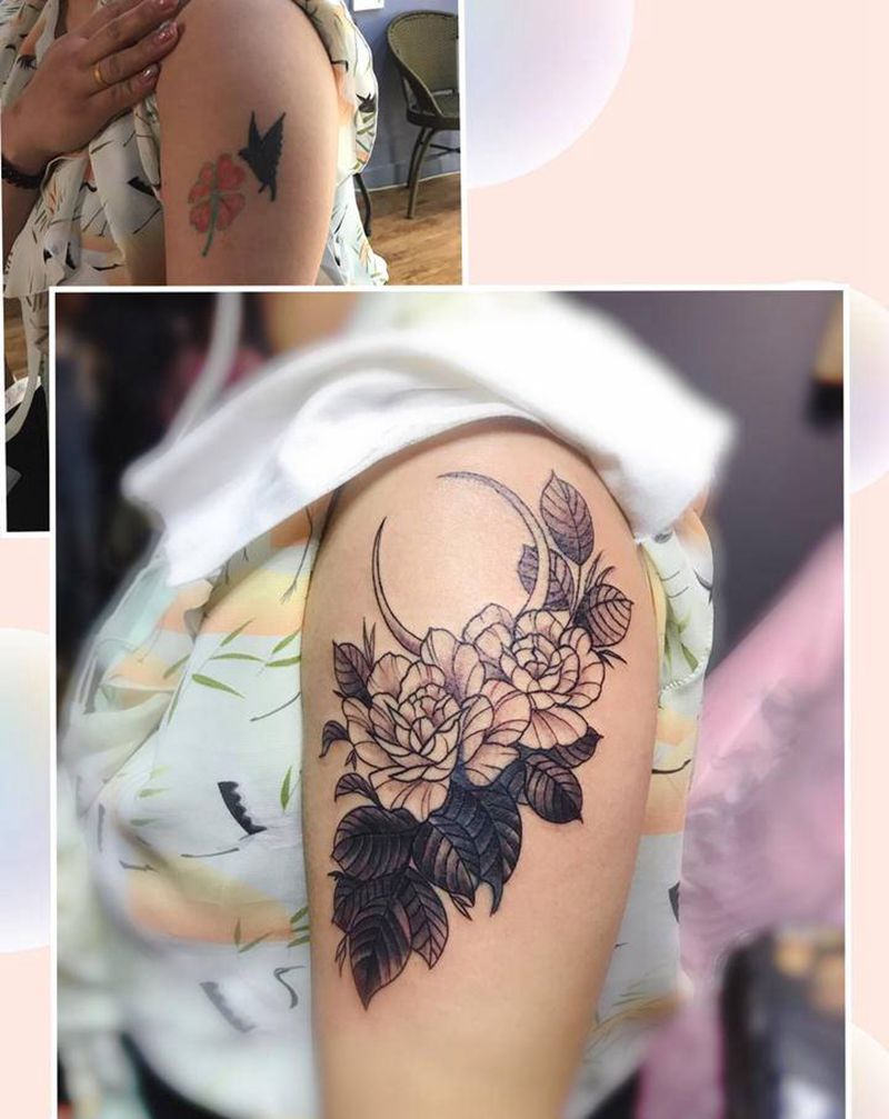 素花遮盖纹身图片_手臂纹身图案