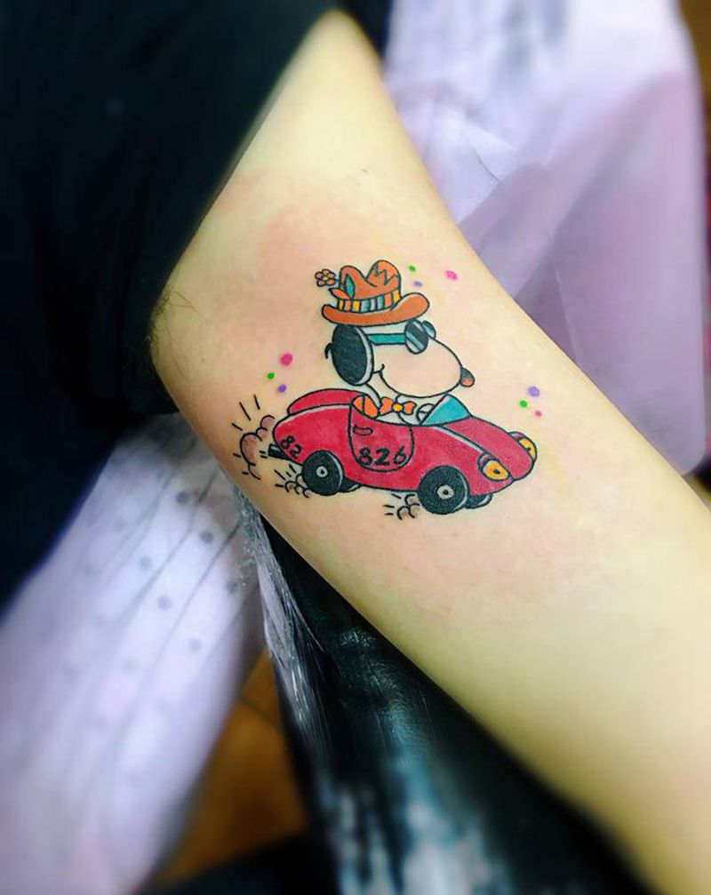 可爱 史努比纹身图片_手臂纹身图案