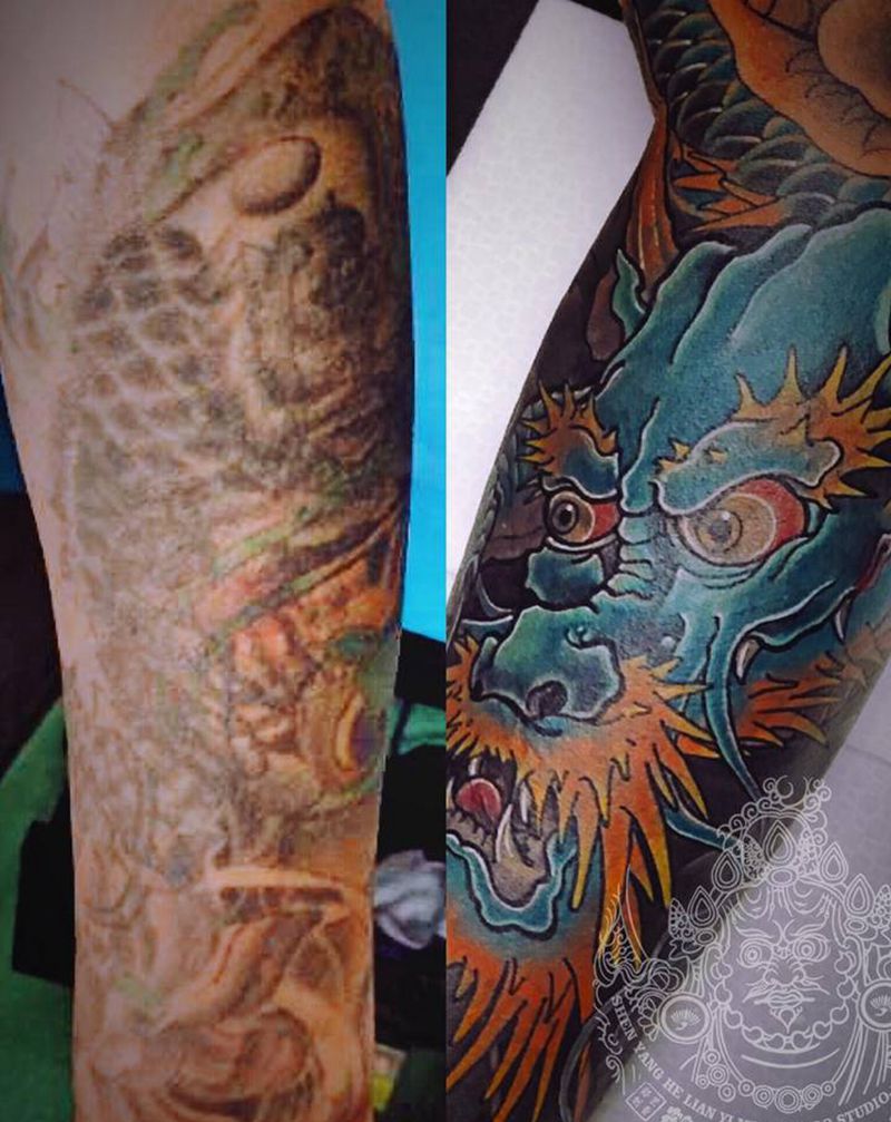 遮盖纹身图片_手臂新传统纹身图案