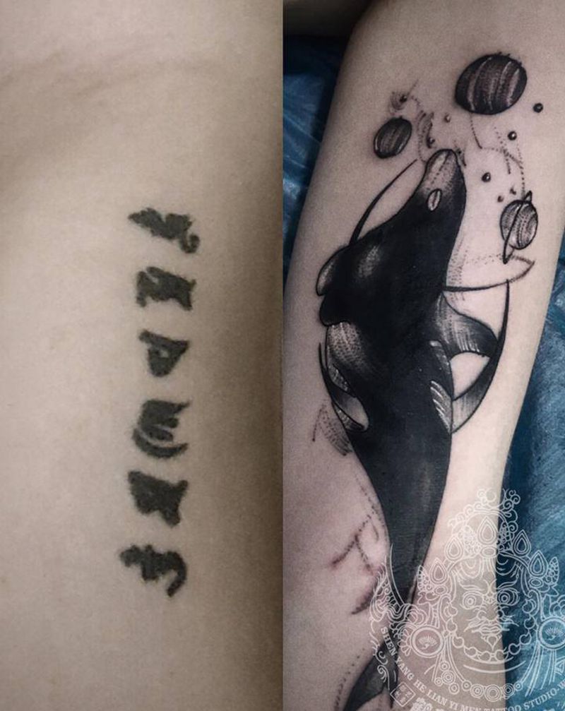 遮盖纹身图片_手臂图腾点刺纹身图案