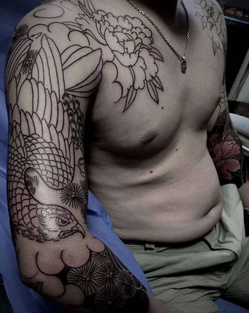 首席纹杰工作纹身图片_手臂老传统纹身图案