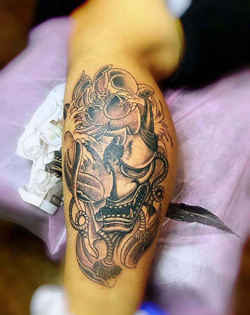 般若纹身图片_腿部纹身图案