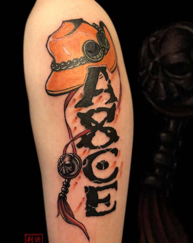 海贼王艾斯纹身图片_手臂手部欧美写实New School同城海贼王艾斯纹身图案