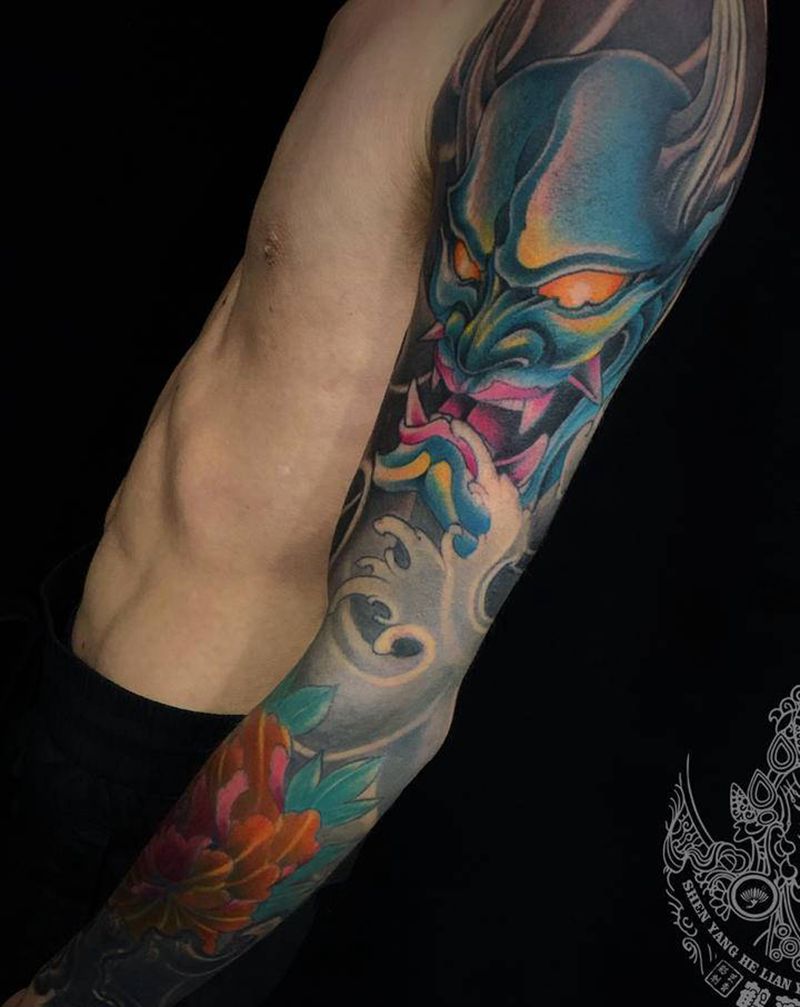 店内遮盖纹身图片_手臂新传统纹身图案