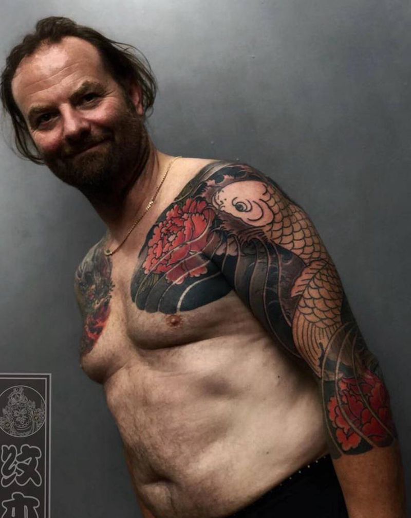 纹杰老师工作进度纹身图片_手臂老传统纹身图案