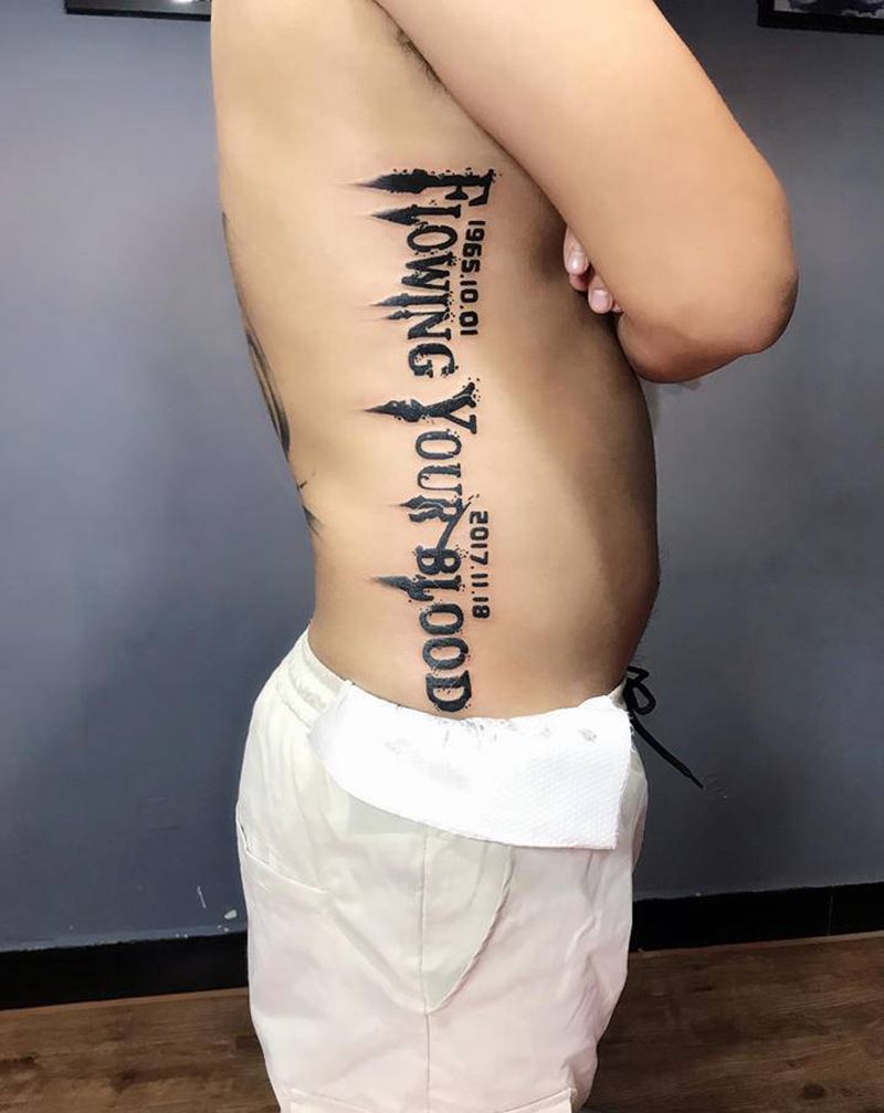英文纹身纹身图片_腰部纹身图案