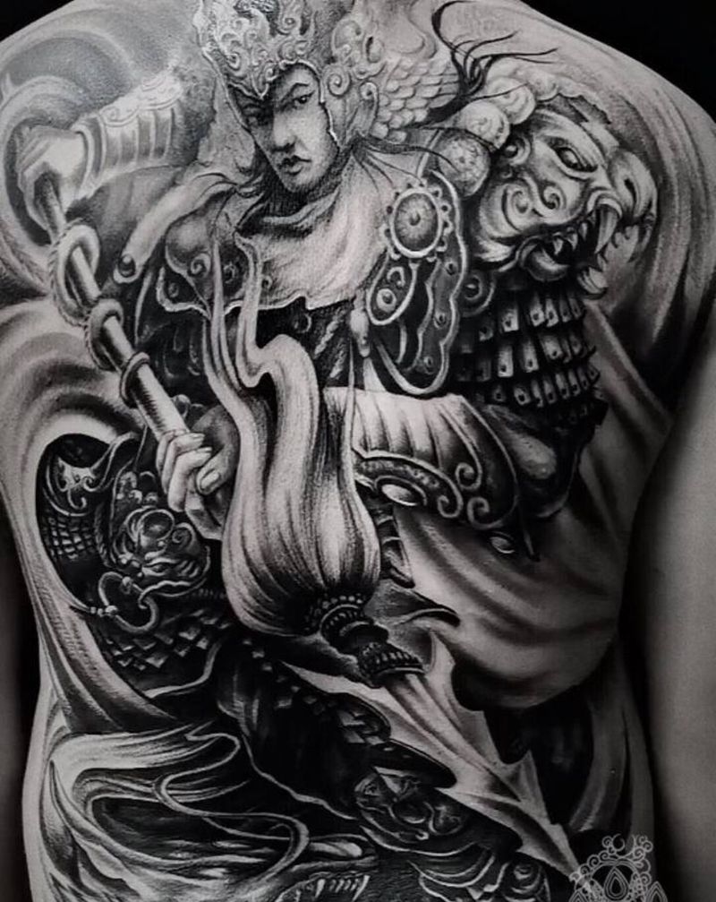 店内赵子龙纹身图片_背部新传统纹身图案