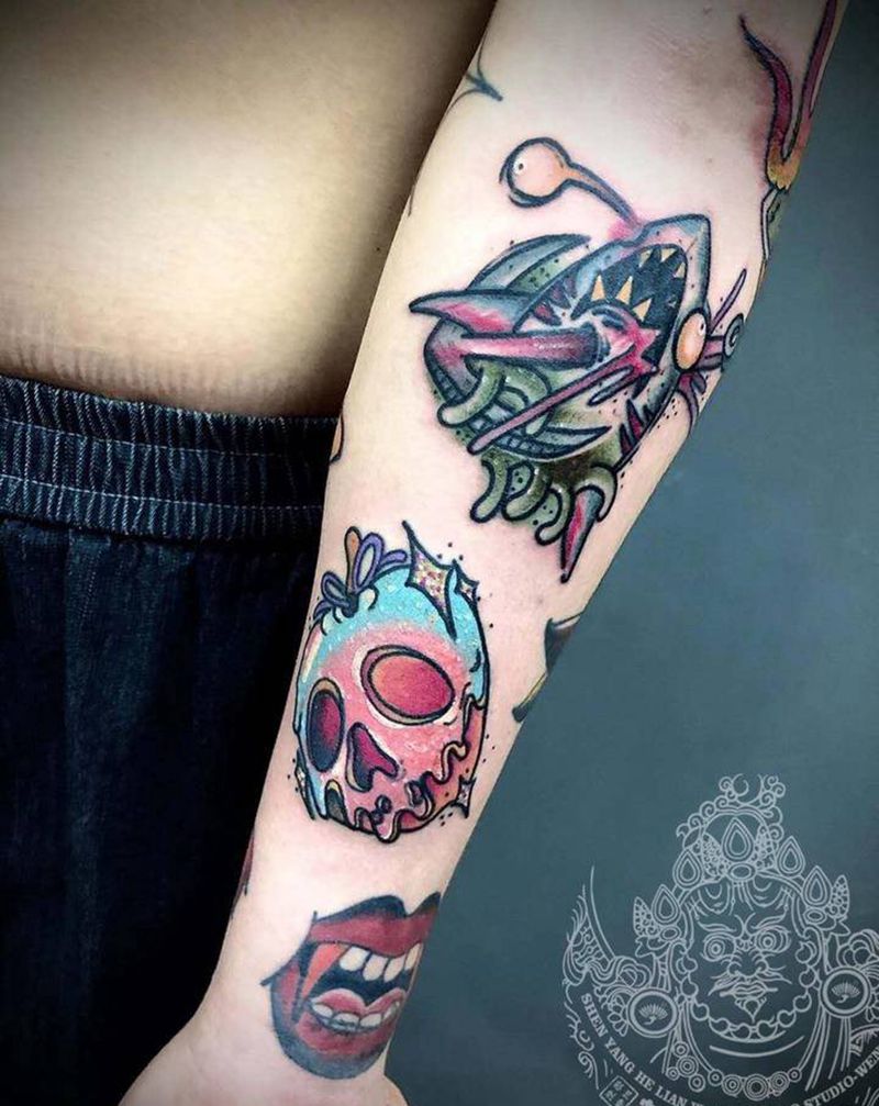 彩色小图纹身图片_手臂Old SchoolNew School纹身图案