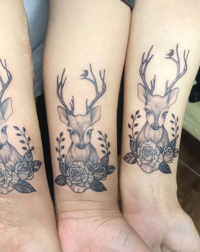 鹿纹身图片_手臂纹身图案