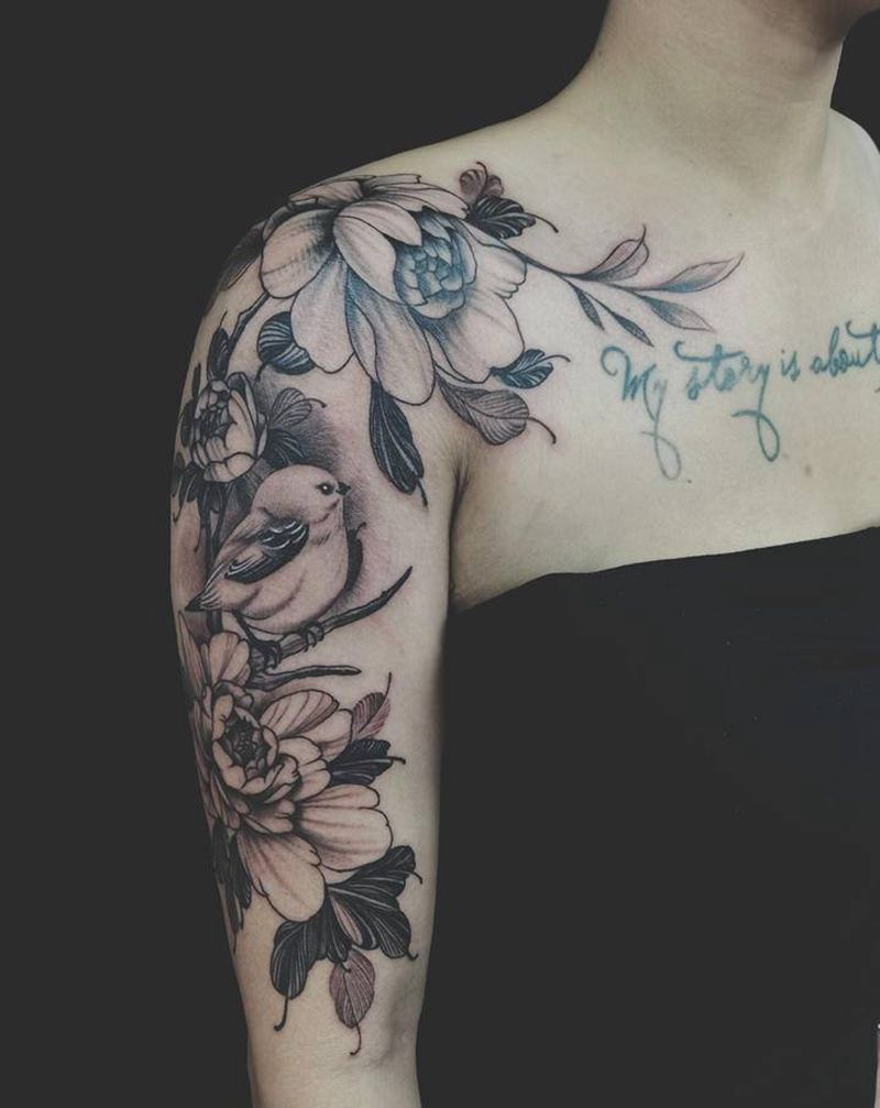 素花纹身图片_手臂点刺纹身图案