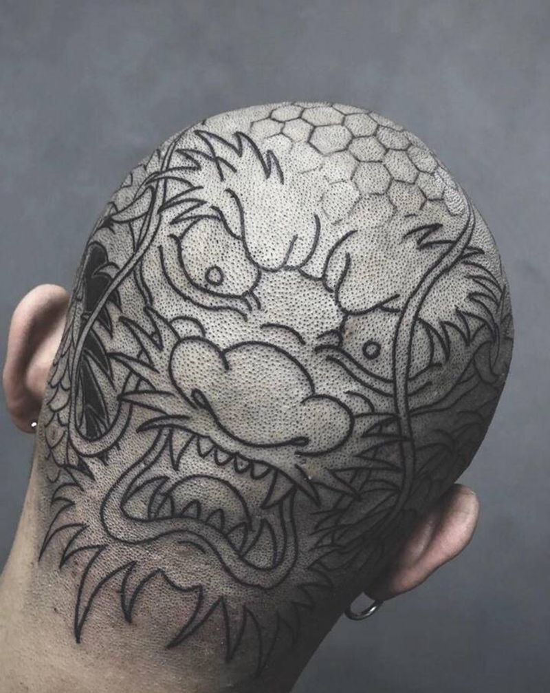 未完纹身图片_颈部肩部新传统纹身图案