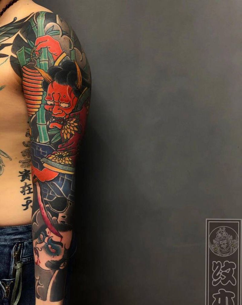 花臂纹身图片_手臂老传统纹身图案