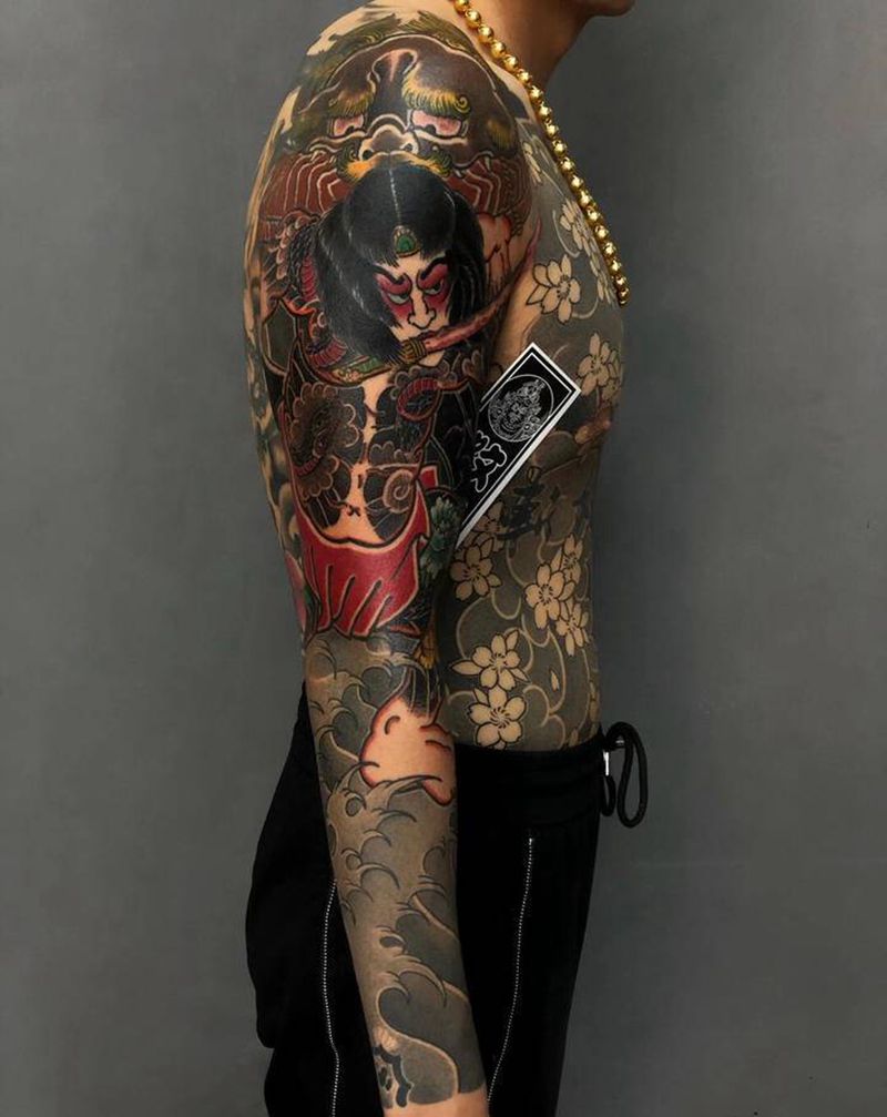 花臂 水门纹身图片_手臂老传统纹身图案