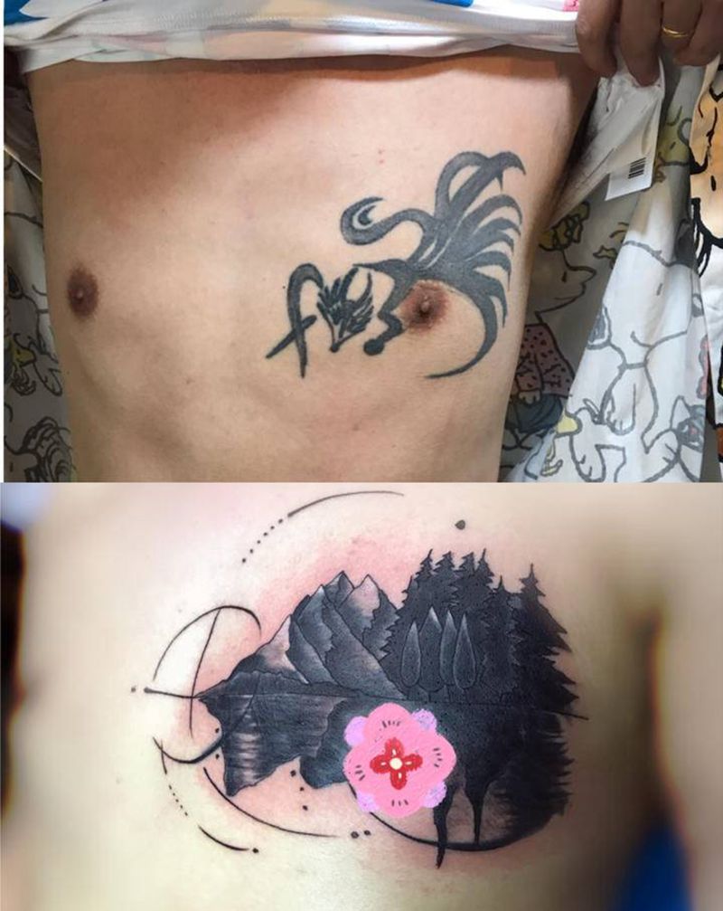 失败纹身遮盖 尽力了纹身图片_胸部纹身图案