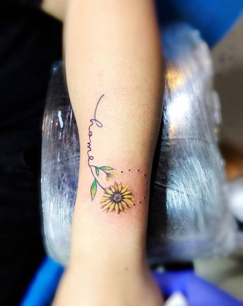 向日葵纹身图片_手臂纹身图案
