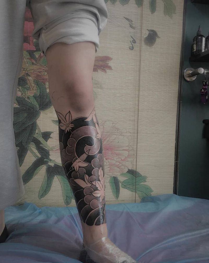 老传统花腿纹身图片_腿部老传统老传统日式花腿纹身图案