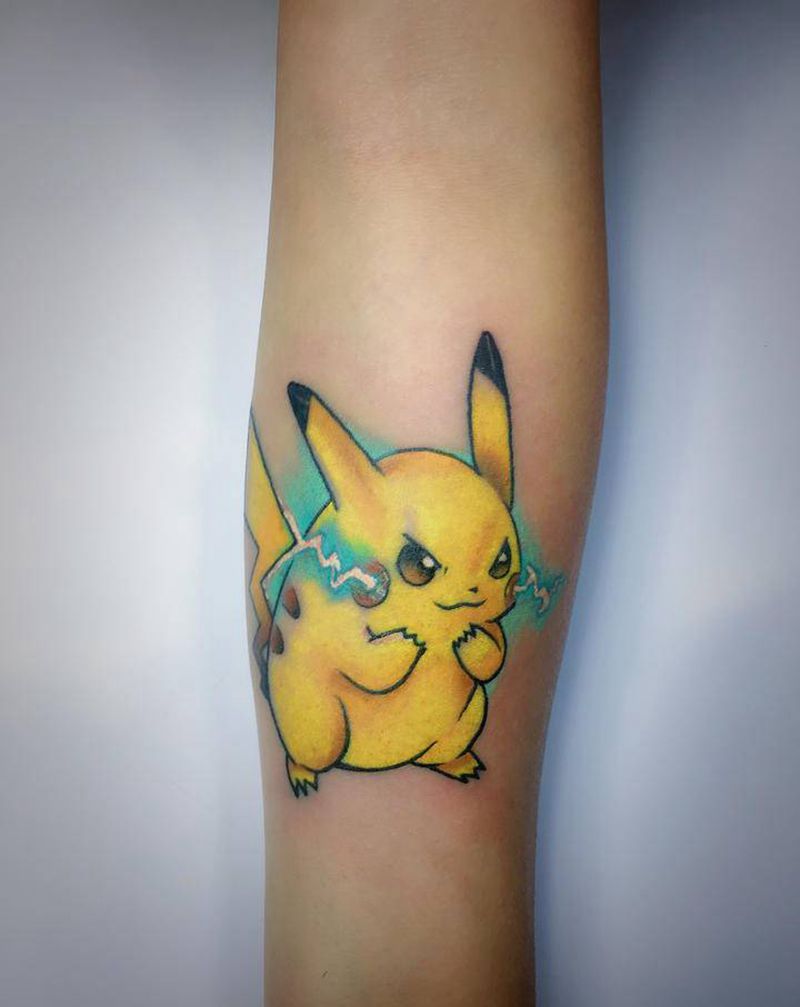 皮卡丘纹身图片_手臂New SchoolOld School皮卡丘old school花臂纹身图案