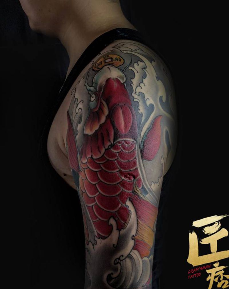 招财进宝纹身图片_手臂新传统纹身图案